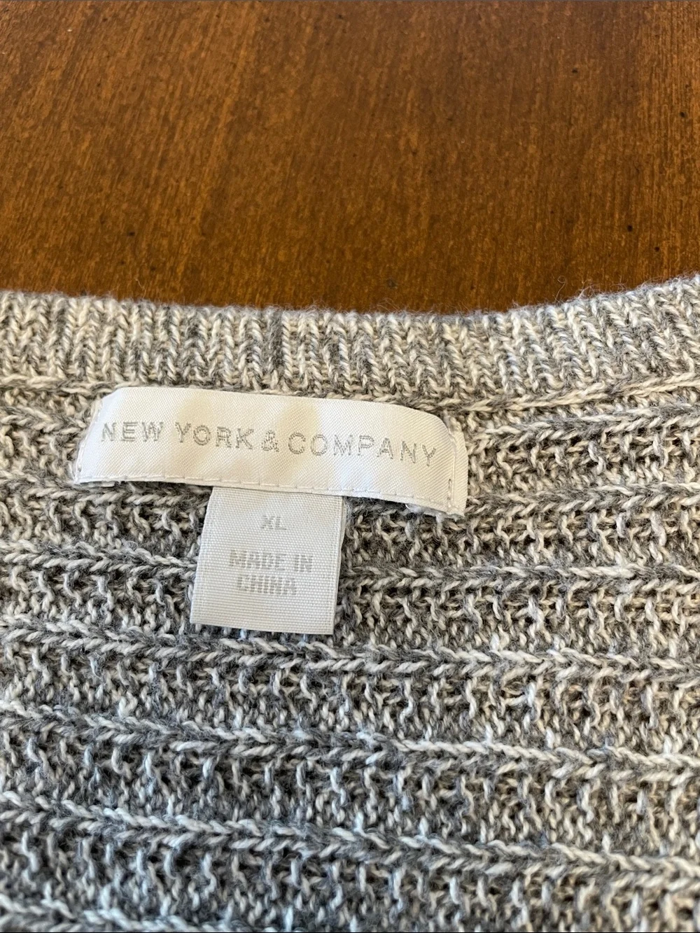 New York & Company gray Openwork Knit Pullover